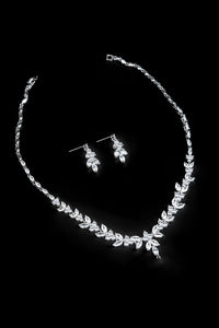 Platinum-Plated Necklace and Drop Earrings Set for Women Fashion Jewelry