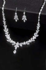 Load image into Gallery viewer, Platinum-Plated Necklace and Drop Earrings Set for Women Fashion Jewelry
