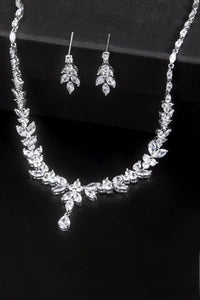 Platinum-Plated Necklace and Drop Earrings Set for Women Fashion Jewelry