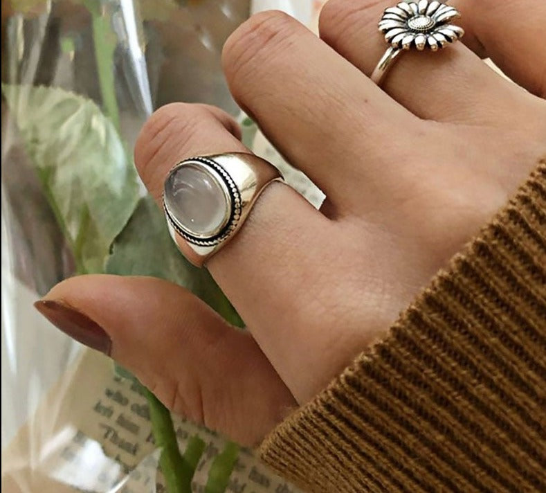 Vintage Silver Ring for Women Fashion Jewelry