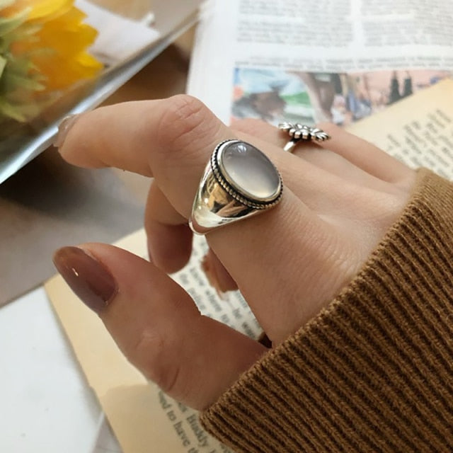 Vintage Silver Ring for Women Fashion Jewelry