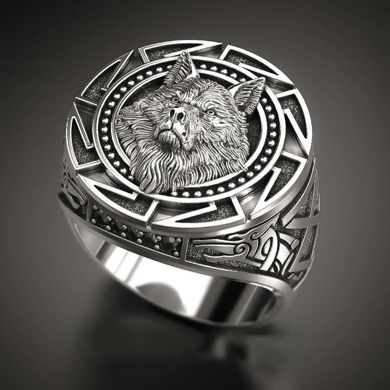 Silver Viking Warrior Ring for Men Fashion Jewelry