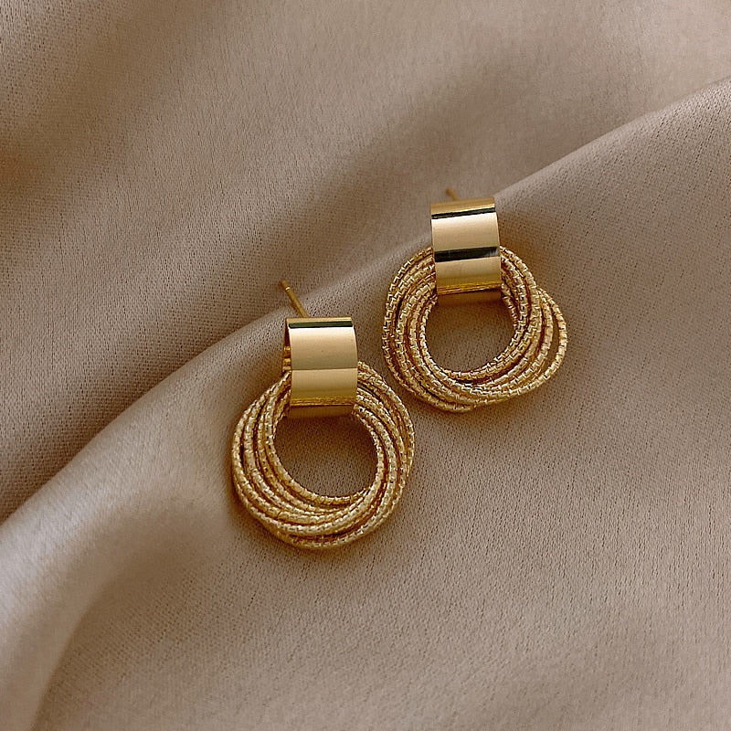 Metallic Gold Earrings for Woman Fashion Jewelry