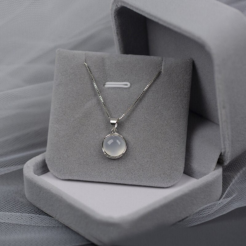 Luxury Silver Moonstone Necklace for Women Fashion Jewelry